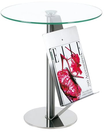 Ebinger Couch- und Beistelltisch mit Zeitungsablage in Edelstahl Ø 495 mm Klarer ESG-Sicherheitsglasplatte Tischhöhe 550 mm P734.35.01