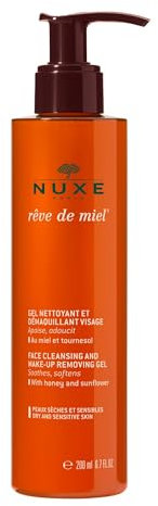 NUXE - SOINS REVE DE MIEL Gel Nettoyant et Démaquillant Visage (peaux sèches et sensibles) flacon Pompe 200ml.