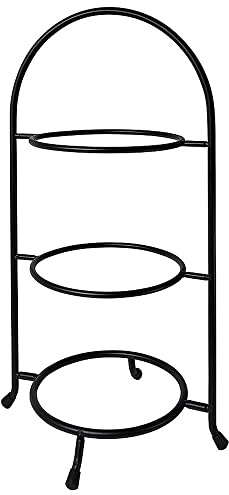 Contacto Telleretagere, schwarz für Teller 17,5 bis 23 cm, dreistufig, Stahldraht, schwere Ausführung