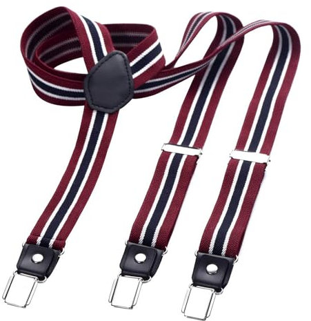 DonDon Hosenträger Herren gestreift rot schwarz weiß 2,5 cm - Extra starke Clips für Anzug - Hosenträger Herren extra stark - Ideal für Männer oder Damen Rockabilly Suspenders