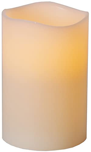 Star LED-Leuchtkerze mit Echtwachs, flackernd, Timer, batterie betrieben, Sichtkarton 15 x 10 cm, warmweiß 068-65