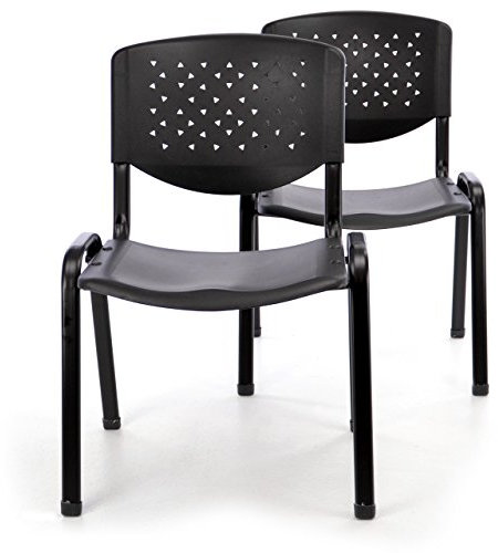 Nexos Trading Bürostuhl 2er Set Konferenzstuhl Besucherstuhl schwarz LxBxH 48 x 54 x 79 cm Stapelstuhl Metallrahmen stabil Sitzfläche Kunststoff
