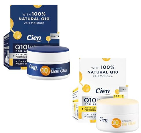 2 Anti-Falten Gesichtscreme - (50 ml Nachtcreme + 50 ml Tagescreme) Mit Q10, Hyaluronsaüre und Vitamin E.
