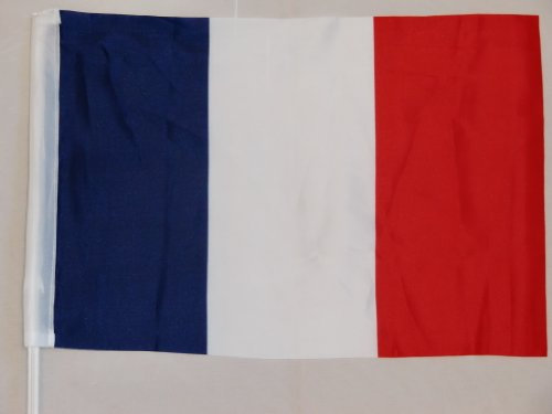 Drapeau France pour voiture avec bâton env- 30 x 45 cm de profimaterial