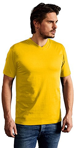 Premium V-Ausschnitt T-Shirt Herren, Gelb, XL