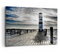 Bilder auf Leinwand 100x70cm Leinwandbild See Leuchtturm Holzbrücke Wasser Groß Wanddeko Bild Schlafzimmer Deko Wandbilder Dekoration Wohnzimmer Wall Decor Canvas Wand Kunstdruck Art AA100x70-0330