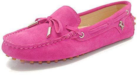 MINITOO Damen Knoten Slip-on Rose Wildleder Freizeit Slipper Mokassins EU 39