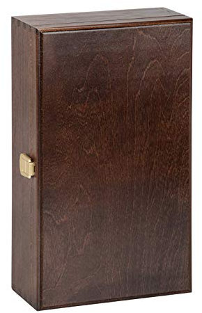 Double Bottle, Wooden Luxury Gift Box for Wine, Champagne or Whisky (Brown) Wine NOT Included