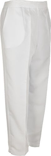 Sians Fashions Womens Lawn Bowls Bowlswear Bowling White Straight Leg Trousers Half Elasticated Waist (S-20 L-27, White)