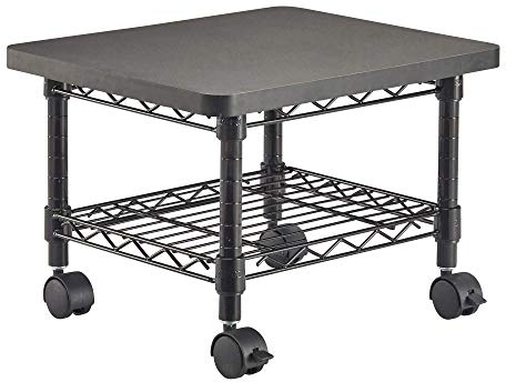 Safco Onyx Rolling Cart Printer Stand, Under-Desk Mobile Utility Table for Home Office with Steel Shelf, Black