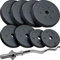 ScSPORTS® Hantelset - 37/35/32/22 kg, Curlstange, 120cm, Stahl, bis 110 kg, Hantelscheiben, 30mm, Kunststoff, Schwarz - Curl Hantelstange Set, Curlset, SZ Stange (27.5 KG (4x5 + 2x2.5 + 2x1.25))