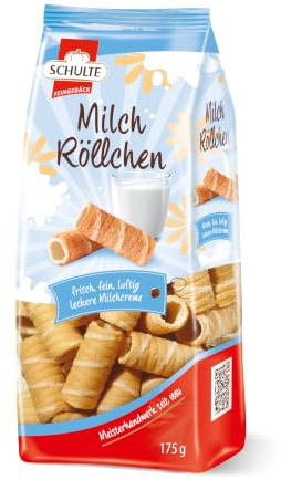 MILCH-RÖLLCHEN von Schulte, 175g | Süßes Waffelgebäck zu Kaffee & Tee