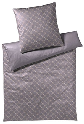 Joop, Mako-Satin-Bettwäsche, Kornblumen-Muster mit nuancierten Farben 135x200 + 1x 40x80 grau