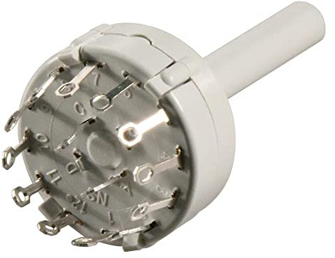 Lorlin CK1025 Interruptor Giratorio, 2 Polos 6 Posiciones, Etiqueta de Soldadura, Relleno de Plata, Sin Cortocircuito, 6 Vías, 250VAC, 250VDC