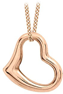 CARISSIMA Women's 9 ct Rose Gold Open Heart Pendant on Curb Chain of Length 46 cm