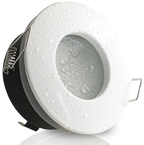 trendlights24 NAU LED Decken Einbaustrahler Bad IP65 4er Set 6W 12V & Trafo | Weiß, rund, Warmweiß, 3000k, Niedervolt, GU5.3, Spot, austauschbar, Einbauleuchte, Dusche, Feuchtraum, innen, außen