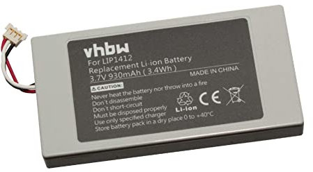 vhbw Akku kompatibel mit Sony Playstation Portable PSP Go PSP-N100, PSP-N1000, PSP-N1001, PSP-N1002, PSP-N1003, NA1006 Ersatz für LIP1412 (Li-Ion, 930mAh, 3.7V)