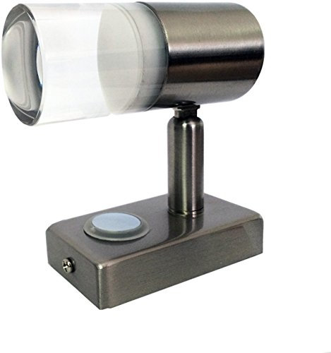 lighteu A2 LED Aufbauspot, 12V, 3W, dreh, schwenkbar und dimmbar mit Touchschalter warm weiß und blau nachtlicht, Nickel by