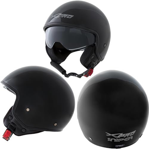 Casco Jet Demi Scooter Moto Omologato ECE 22-06 Visiera Parasole Nero S