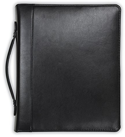 Samsill Regal Leder-Padfolio-Reißverschluss, 2,5 cm Ringbuch, Tragegriff, 25,7 cm (10,1 Zoll) Tablet-Hülle, Schreibblock in Briefgröße, Schwarz