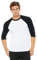 Baseball-Shirt aus Canvas-C3200-Material, Unisex, 3/4-Arm, meliert Gr. L, weiß / schwarz