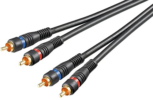 Goobay 50032 Cavo di Collegamento Stereo 2 RCA, A Doppia Schermatura, Nero, 1.5m Lunghezza del Cavo