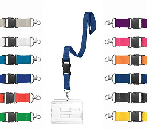 Karteo® Ausweishülle für 2 Karten | Kartenhalter Hartplastik mit Schlüsselband marineblau