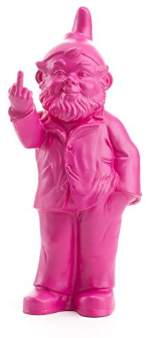 Ottmar Hörl Gartenzwerg mit Stinkefinger, Sponti (Activist) - Rosa - Vinyl - Maße: H.37 cm x B.15,5 cm x L.12,5 cm - The Little Shop