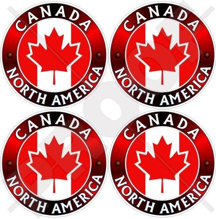 Kanada Canadian, North America, Maple Leaf 50 mm (5,1 cm) Vinyl bumper-helmet Sticker, Aufkleber X4