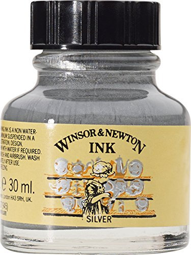 Winsor & Newton Drawing Ink Tinta de Dibujo, Plateado (Silver), 30ml