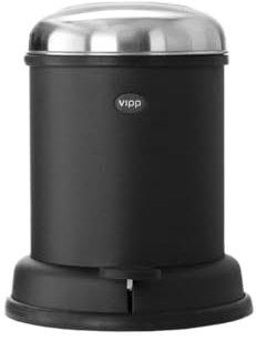Vipp Tretmülleimer, Edelstahl, Schwarz, 30 cm