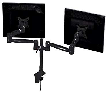 Monoprice Adjustable Tilting Dual Monitor Desk Mount Bracket - Black (107564)
