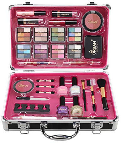 Professional Vanity Case Cosmetic Make Up Urban Beauty Box Travel Carry Gift 57 Piece Storage Organizer - Eyes Lips Face Nail