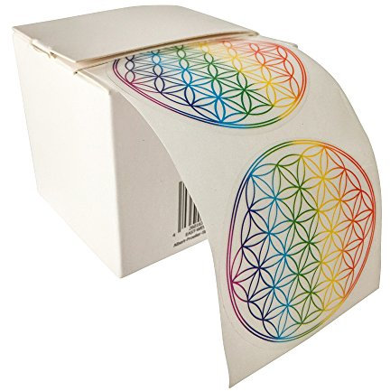 ewtshop® Blume des Lebens, Aufkleber, Regenbogenfarbe, 50 Stück