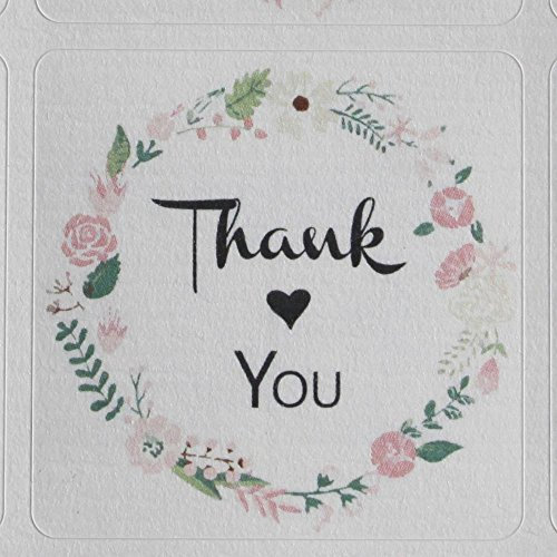 Blumenkranz Thank You Aufkleber Blatt – 35 eckig Aufkleber – Hochzeit/Craft