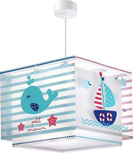 Dalber kinderlampe Pendelleuchte Hängelampe Petit Marin Seemann Wal, 30.5 x 30.5 x 25 cm, Blau