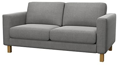 Soferia Kompatible Ersatzbezug fur KARLSTAD 2er-Sofa, Stoff Elegance Light Grey (FLECKENBESTÄNDIG, WASSERABWEISEND und Kratzfest), Grau