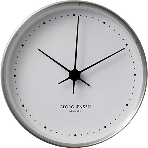 Georg Jensen Koppel Wanduhr 22 cm, Edelstahl mit Weißem Ziffernblatt