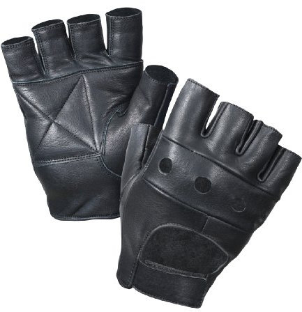 Kango Fitness Gant Mitaine Cuir Noir pour Cyclisme Moto Gym Musculation - M, Noir
