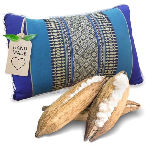 livasia Sofakissen Dekokissen - 22x33x13cm - Nackenkissen, Sofapolster mit Muster, Reisekissen mit Kapok, Kissen Armlehne Palettenmöbel, Garten und Balkon, handgefertigt (Blau)