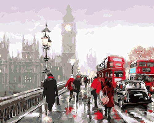 [ Holzrahmen oder nicht] Malen nach Zahlen Neuerscheinungen Neuheiten - DIY Gemälde durch Zahlen, Malen nach Zahlen Kits - Depression Kalte Straße 16 * 20 Zoll Leinen Segeltuch - digitales Ölgemälde Segeltuch Wand Kunst Grafik für Heim Wohnzimmer Büro Decor Decorations Geschenke - DIY Farbe durch Zahl DIY Segeltuch-Kit für Erweiterte Erwachsene Kinder Senioren Junior - Neue Ankunfts ( Mit Rahmen)