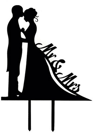 Tinksky Hochzeitstorte Topper Herr Frau mit Braut und Bräutigam Stil Cake Topper für Anniversary(Black)