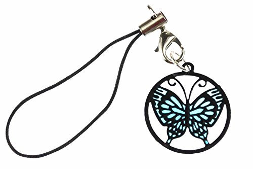 Miniblings Schmetterling Handyanhänger Anhänger Suncatcher blau schwz - Handmade Modeschmuck I Anhänger Handyschmuck Schlüsselanhänger
