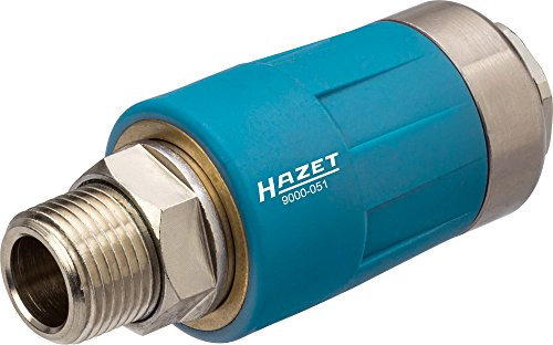 Hazet Sicherheitskupplung (passend für alle Luftanschlussnippel, sichere Trennung der Verbindung, 3/8 Zoll (16,41 mm) Außengewinde) 9000-051