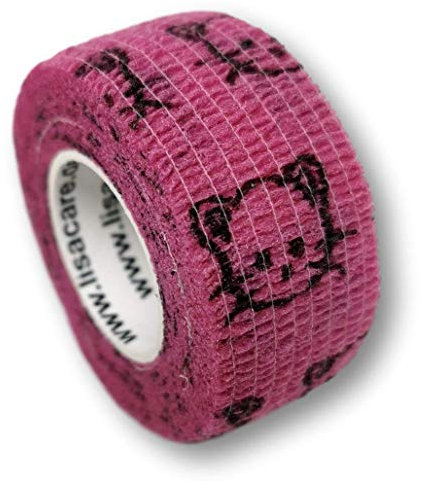 Pflasterverband, Wundpflaster, Kinderpflaster, Tierpflaster, elastisch & ohne Kleber, 2,5cm breit (10er Packung, Katze Rosa)