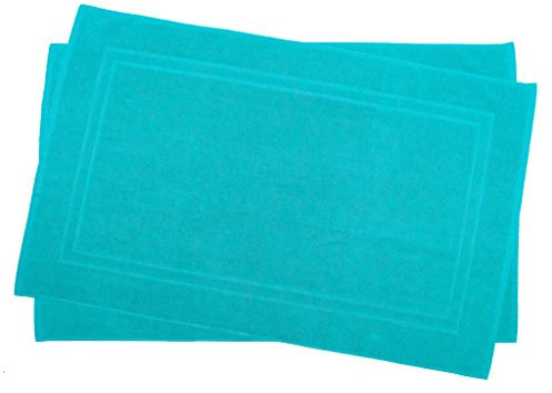 Julie Julsen 2er Pack 70 x 120 cm Badvorleger in Premium Qualität 900 gm2 in aktuellen Farben und 4 Größen aus Baumwolle Badematte Badteppich Duschvorleger Design Doppel Rahmen Türkis