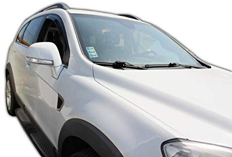 J&J Automotive | Deflettori D'Aria Antiturbo Per Captiva 2006-2018, Set di 2 Pz, Nero, Antivento, Antipioggia, Fume' Oscurati