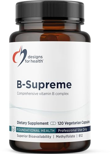 Designs for Health B-Supreme, 120 Capsules | B Complex with Choline, Niacin, Folate & Biotin, Energy & Nervous System Support, Vegan, Non-GMO