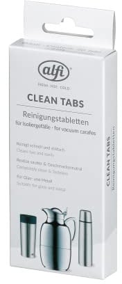alfi CLEAN TABS, Reinigungstabletten für Isoliergefäße, 20 Tabs, geschmacksneutral, gegen hartnäckige Verschmutzung, Kalk, Kaffeereste, Kannenreiniger, Kaffeekanne reinigen, Reinigungsmittel Flasche