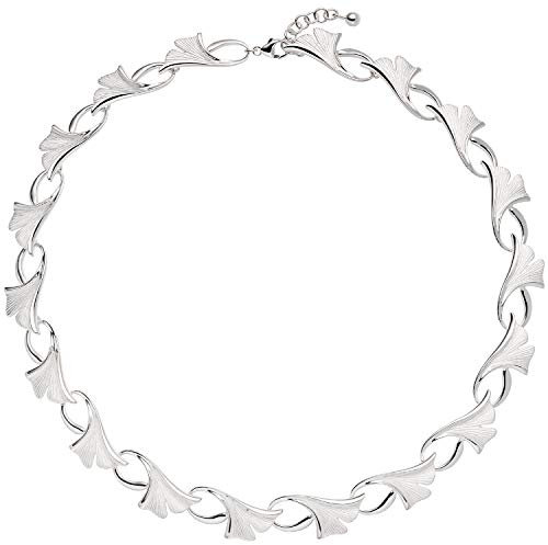 Kette Collier Halskette Ginko Blätter 925 Silber teilmattiert 47cm Damen